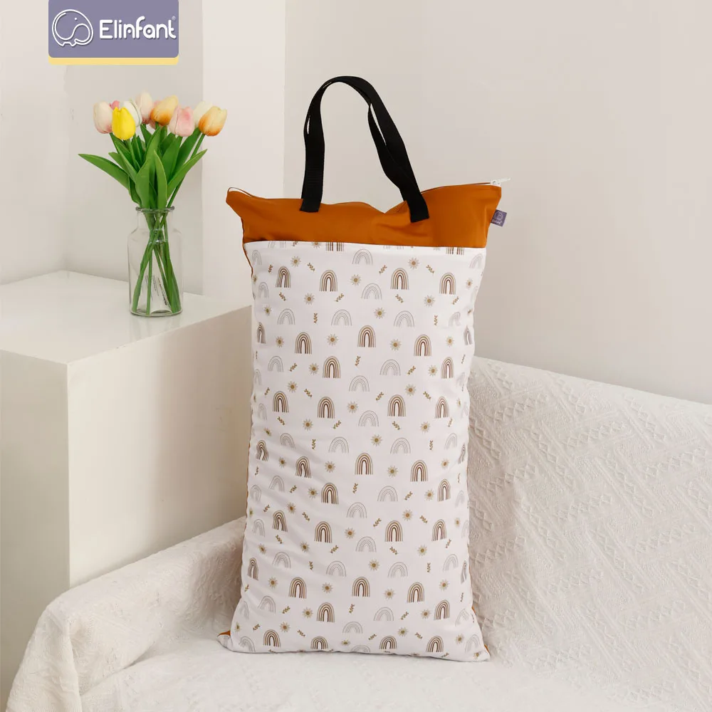 Elinfant-bolsa colgante grande para pañales de tela, bolsa de cubo húmedo/Seco, insertos, pañal, lavandería con dos cremalleras, impermeable, 1 ud.