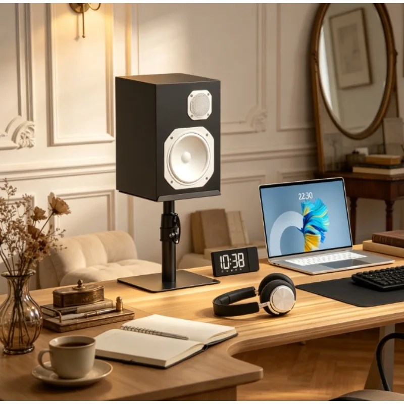 Speaker Stand Adjustable Desktop Riser, Height Adjustable with Space-Saving Base, Sturdy Mount for Computer Speakers Home Office