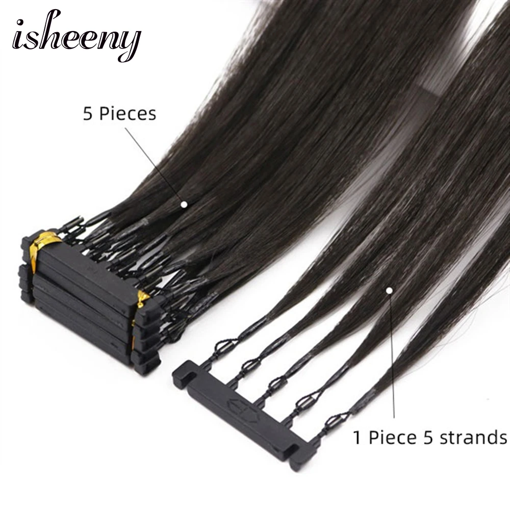 Isheeny 40-60cm 6D 2nd Generation Extensions Human Hair Invisible Micro Beads Hair Real Natural Human Hair 100G