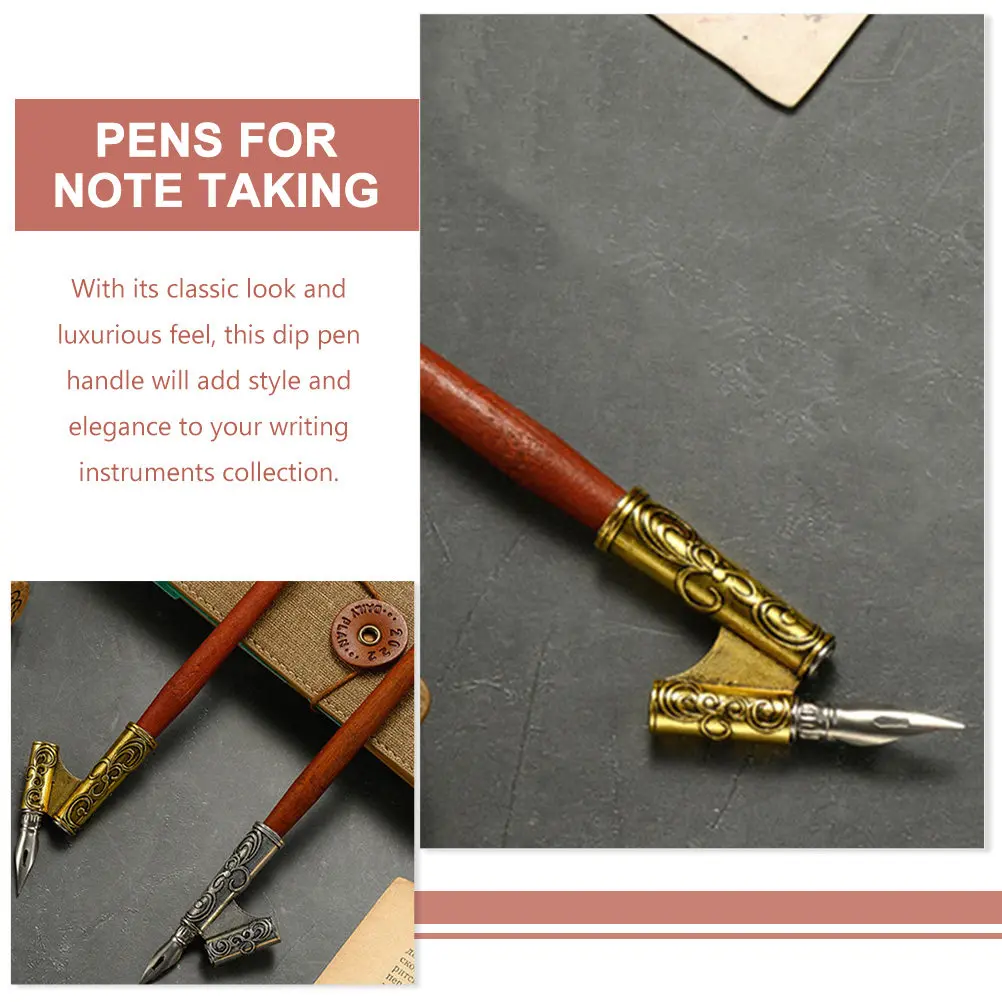 

2Pcs Wooden Dip Pen Handle 2in1 Oblique Calligraphy Nib Holder for Calligraphy Practice Creative Pen Supplies Nib Holder