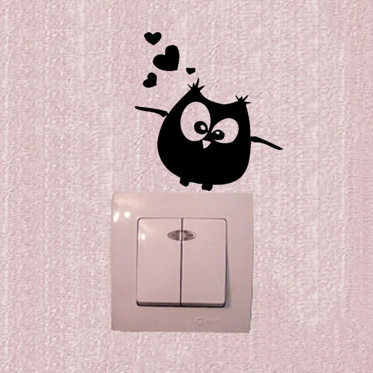 Cartoon Little Bird And Owl Switch/Wall Sticker Decals Lovely Decoration Removable Vinyl Kids Rooms Decorative Stickers