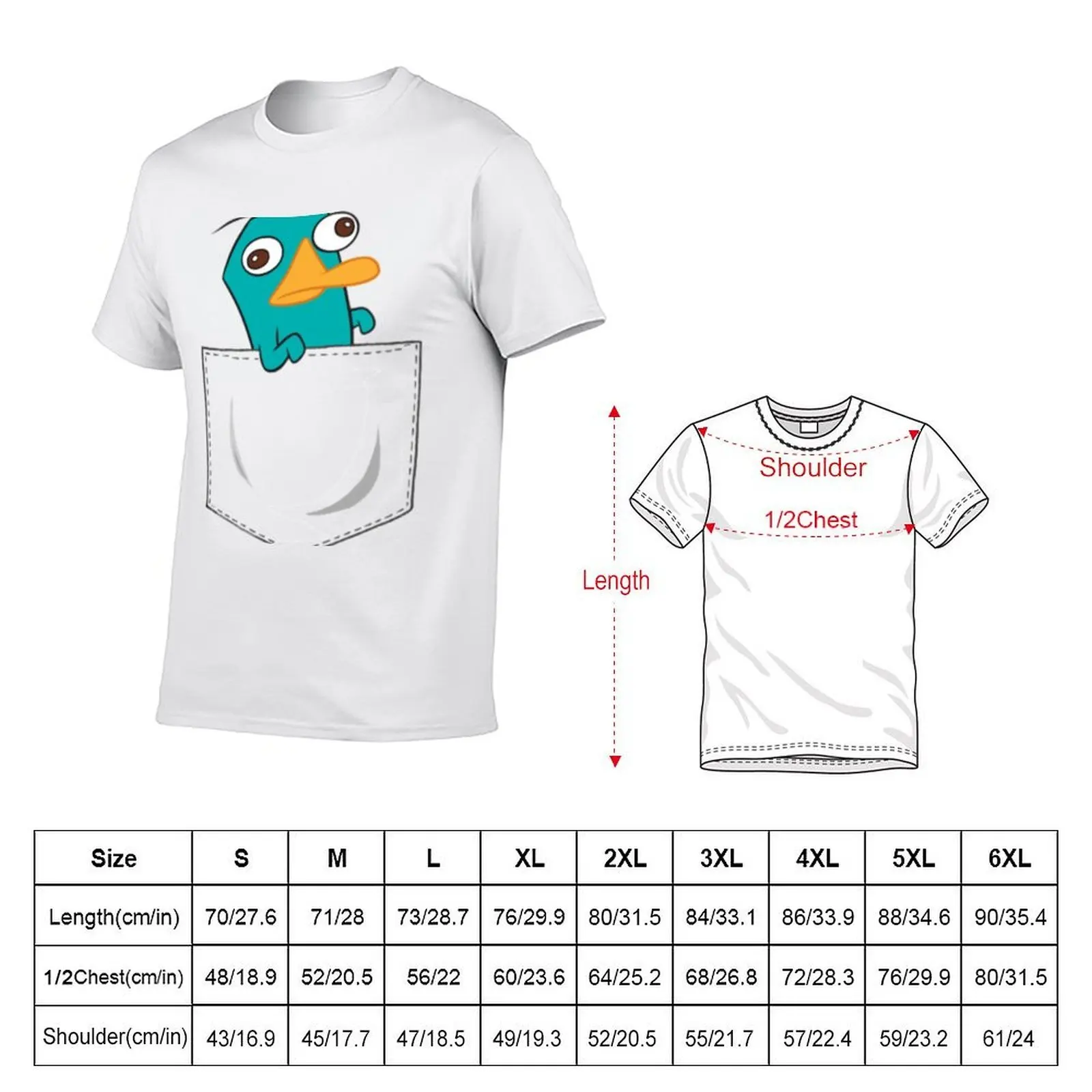 Perry the Platypus Pocket T-Shirt boys whites summer top men clothing