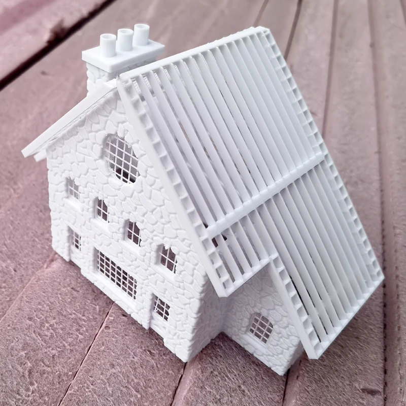 1/87 Ho scale model house hollow roof Field glue splicing military mountain landscape layout house model 3D printing