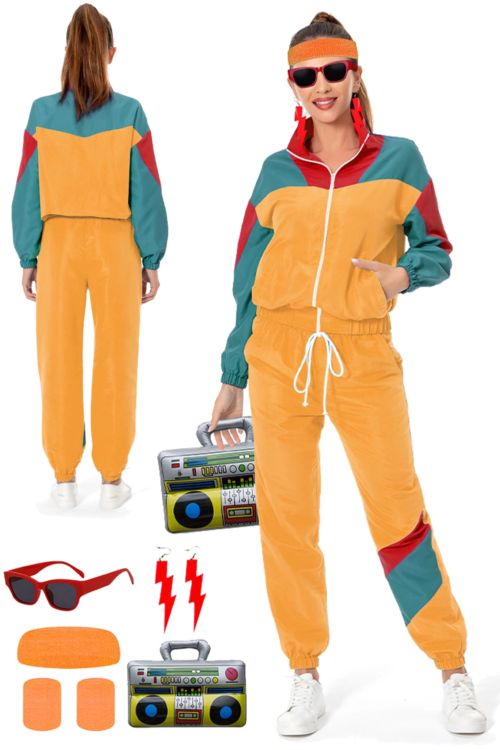 Costume de cosplay de hip-hop des années 90 et 80 pour femmes, vêtements de sport fantaisie vintage, déguisement rétro Hip Ho, vêtements de fête d'Halloween et de carnaval