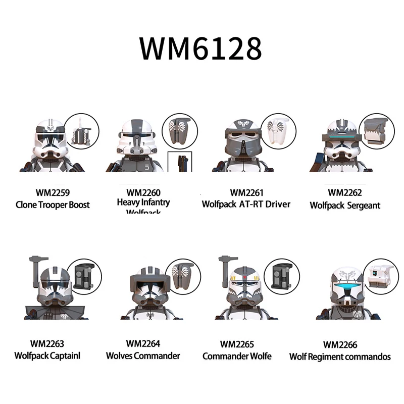 WM6128 Building Blocks 8pcs/set Wolf Regiment Commandos Brick Heavy Infantry Wolfpack Figure Commander Wolfe mini Assembly Toys