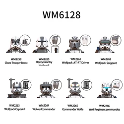 บล็อกตัวต่อทหารโวล์ฟแพ็ค8ชิ้น/เซ็ต WM6128ทหารหมาป่าของเล่นประกอบขนาดเล็ก