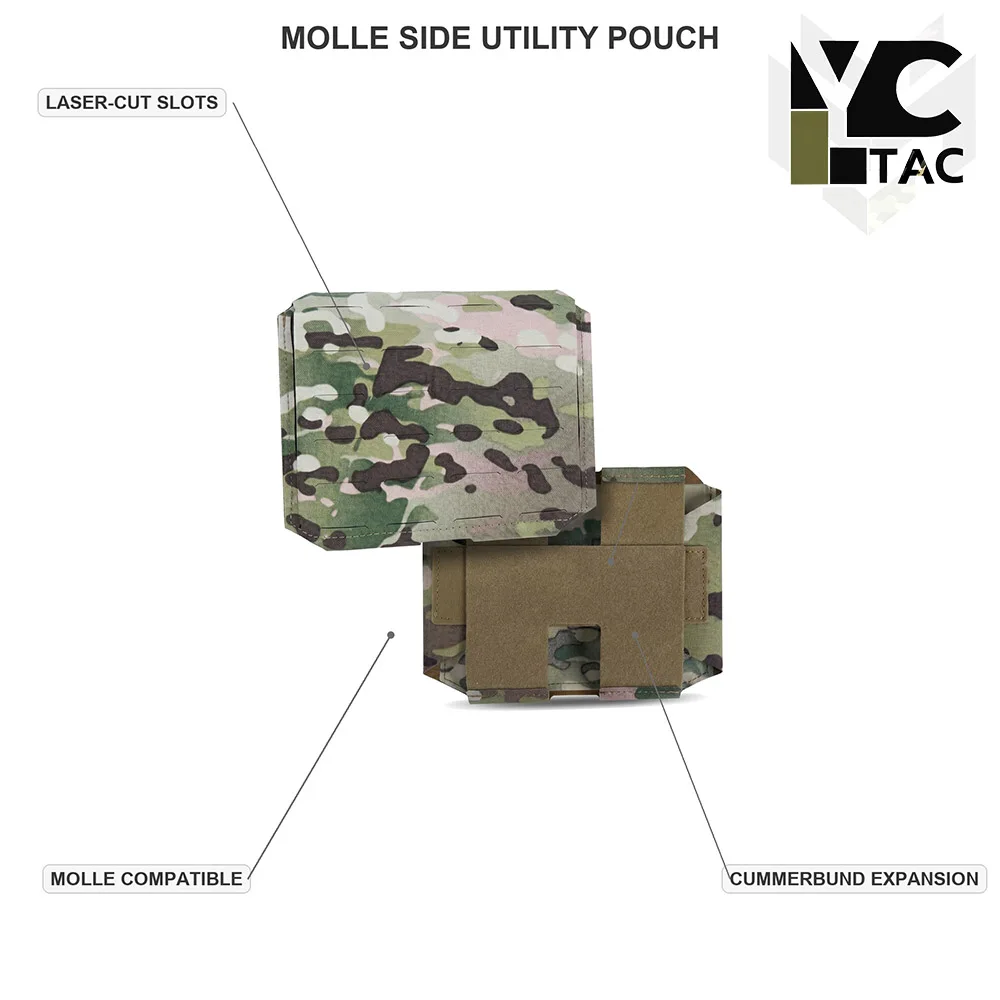 YCTAC Tactical MOLLE Side Plate Pouch Cummerbund Expansion Panel Laser Cut Admin Utility Pouch for Vest CS Airsoft Hunting