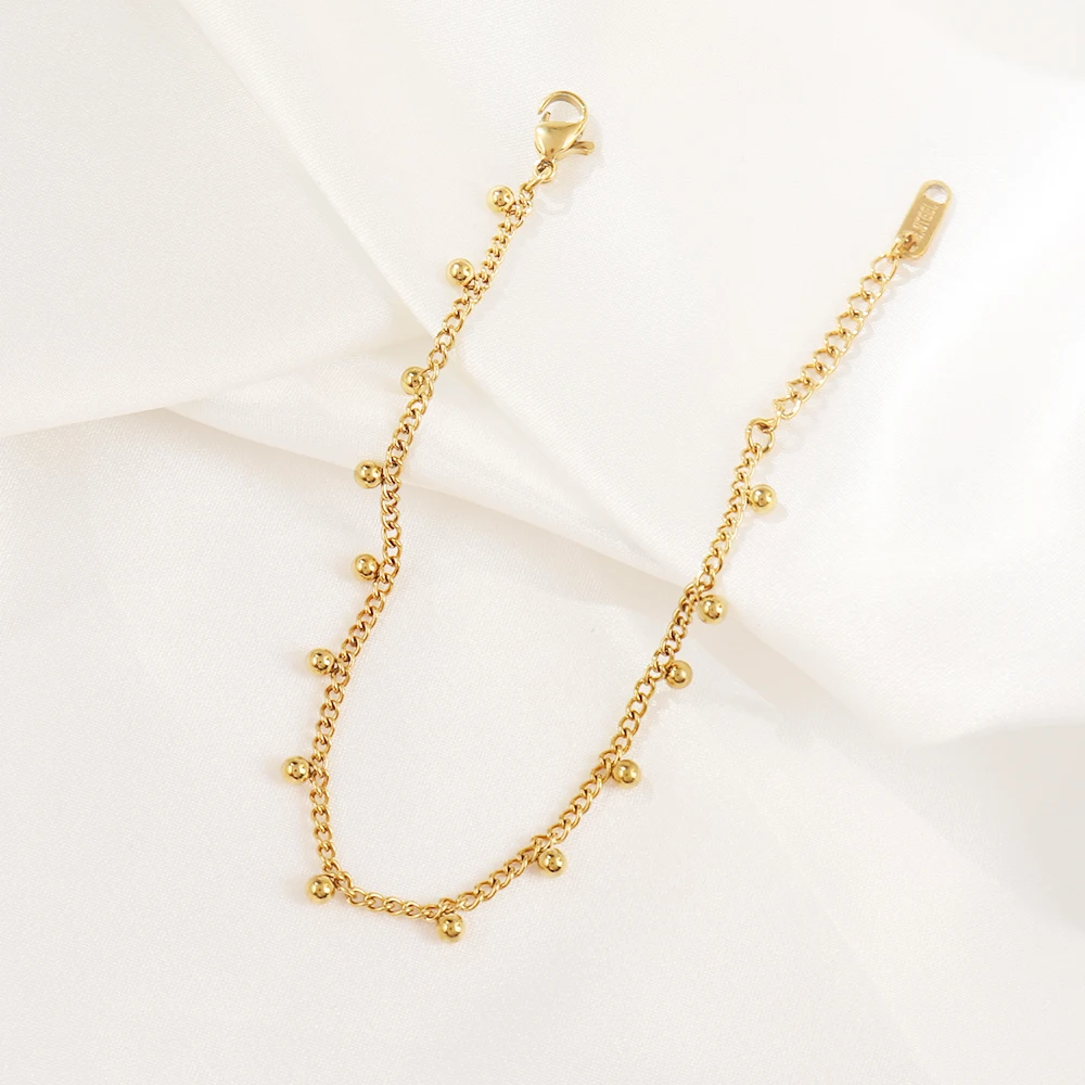 316L Stainless Steel Beads Tassel Pendant Bracelet For Women Fashion Gold Color Beads Chain Bracelets Jewelry