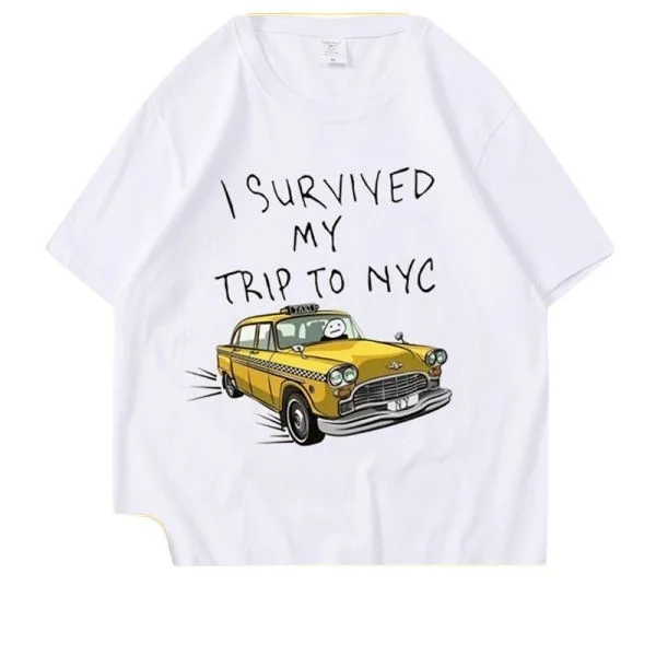 New funny paper people drive away letter pattern printed T-shirt couple summer