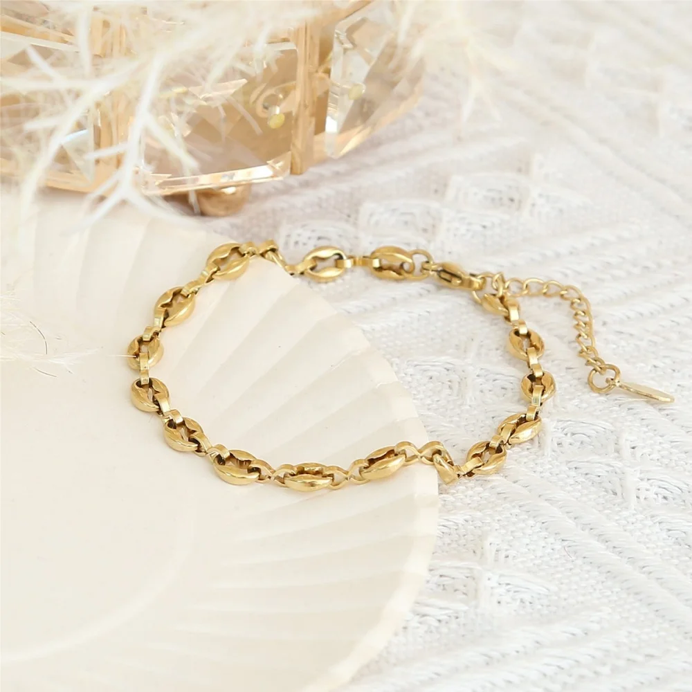 Vintage 14k Goldfarben Infinity-Kette Herrenarmband Hip-Hop Edelstahl Geometrische Elemente Schmuck Trend-Accessoires – Detail 4