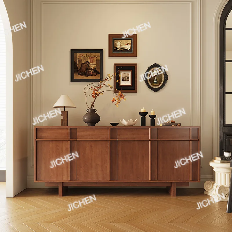 خزانة جانبية لتناول الطعام بجانب السرير من خشب البقس الصلب وخزانة غرفة المعيشة وأريكة عتيقة متوسطة من الخلف إلى الحائط وخزانة منخفضة #3