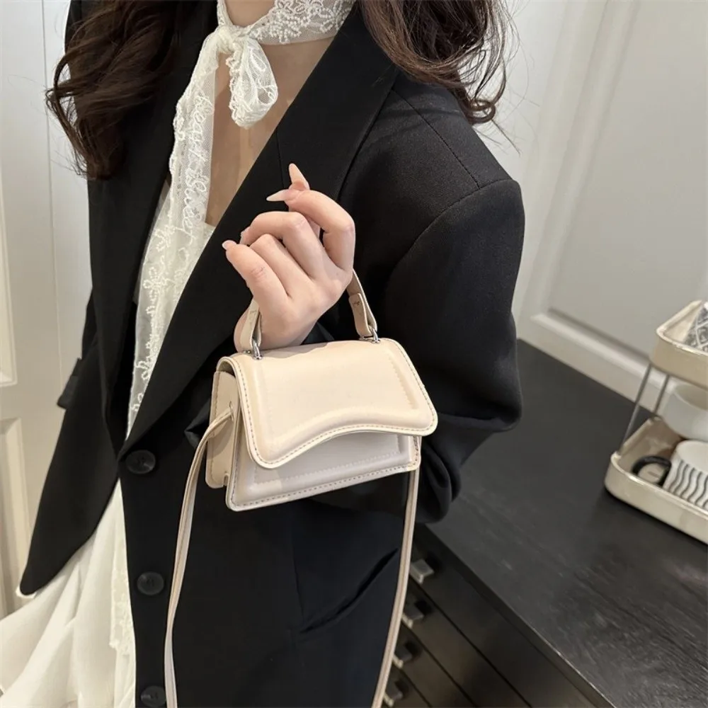 Elegant PU Leather Square Shoulder Bag Solid Color Lightweight Messenger Handbag Tote Bag Women