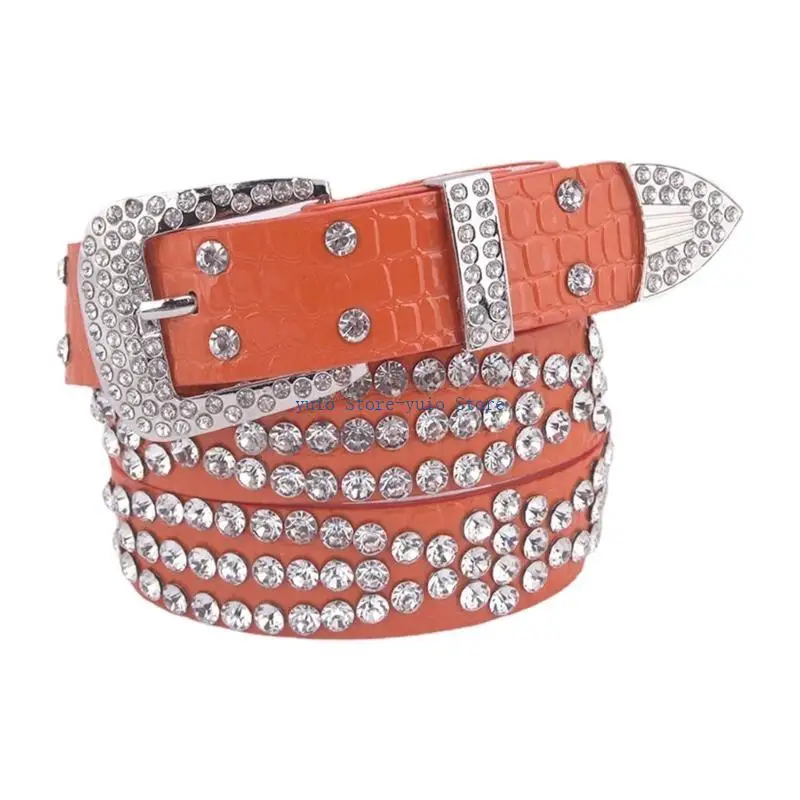 

X7XB Rock Belts Women Pu-leather Strap Belts Cowboy Y2k Hot Girls Fashion Belt for Pants Jeans Men