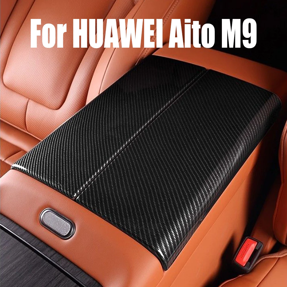 

For HUAWEI Aito M9 2024 2025 Carbon Car Armrest Box Protector Panel Cover Trim Interior Moldings