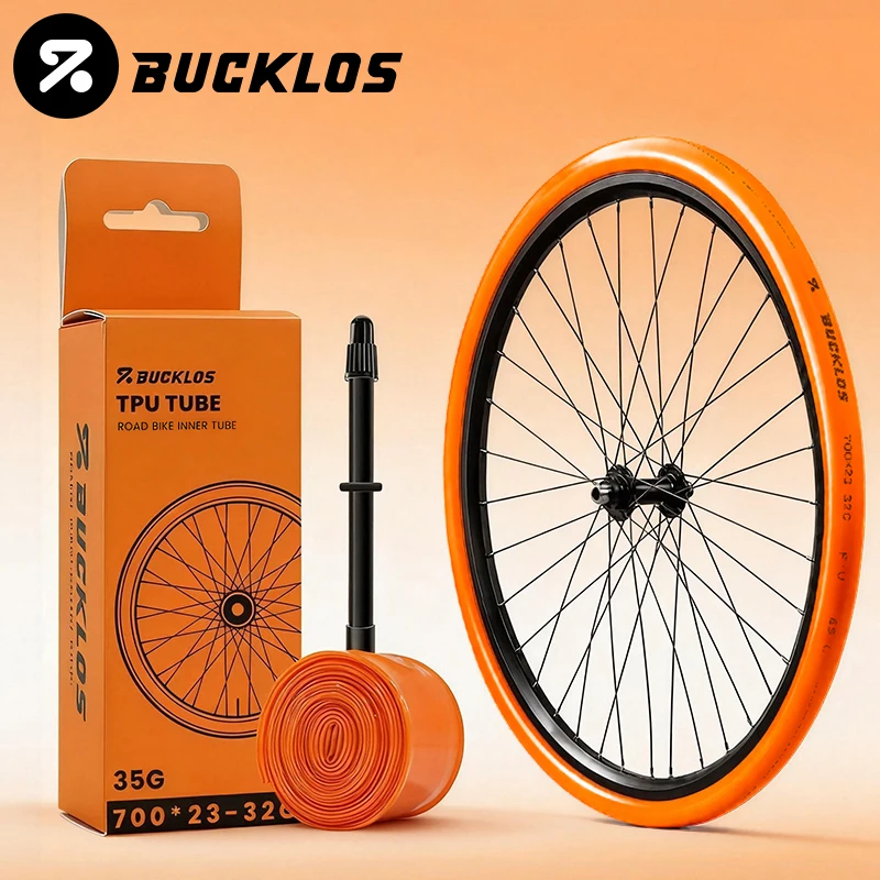 BUCKLOS 700C Cámara de aire para bicicleta TPU F/V para bicicleta de carretera y gravel, válvula Presta 45/65/80mm, piezas de bicicleta