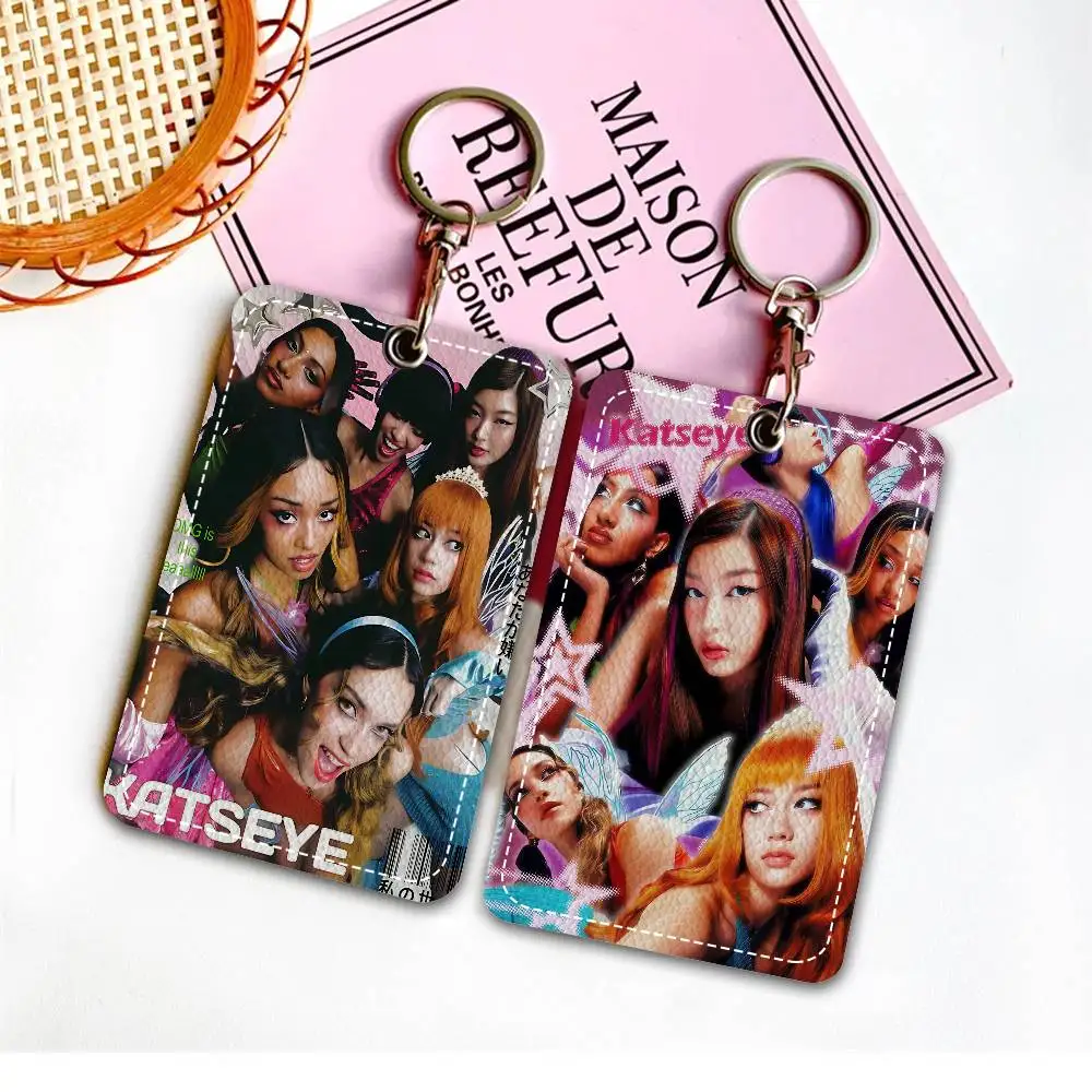 Popular K-Katseye Pop K-pop Rectangle Keychain Card Holder, Badge Credit Card Holder, Student ID Card Holder, Bus Cards Cover