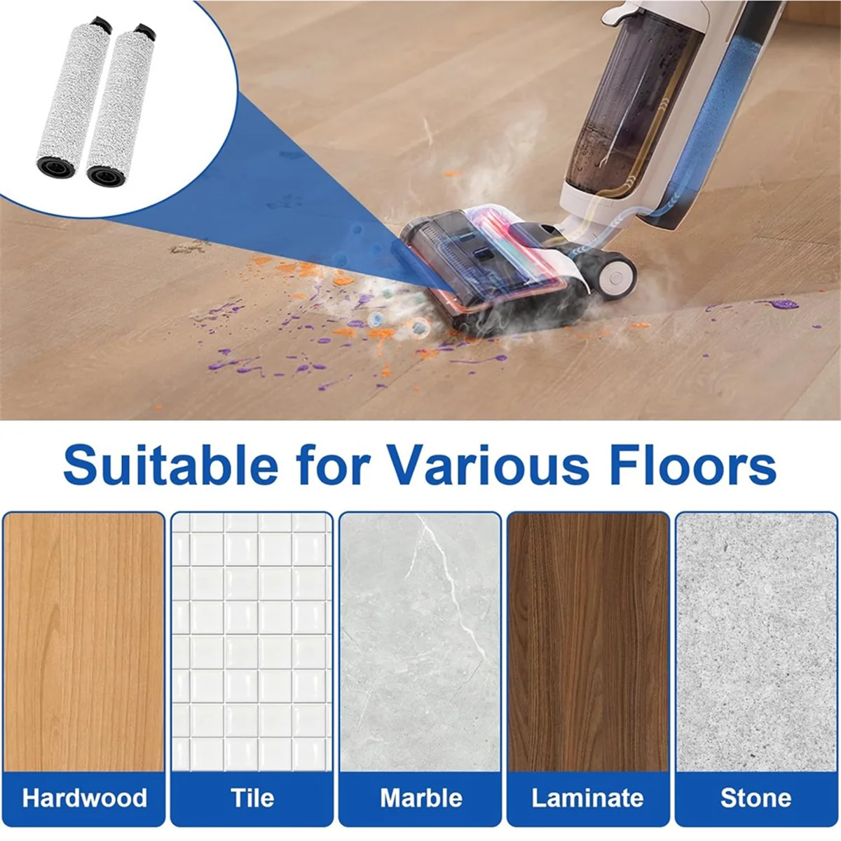 Rodillo de cepillo y filtro N98R para Tineco Floor ONE S5, accesorios para fregador de suelo a vapor, piezas de repuesto para limpiador