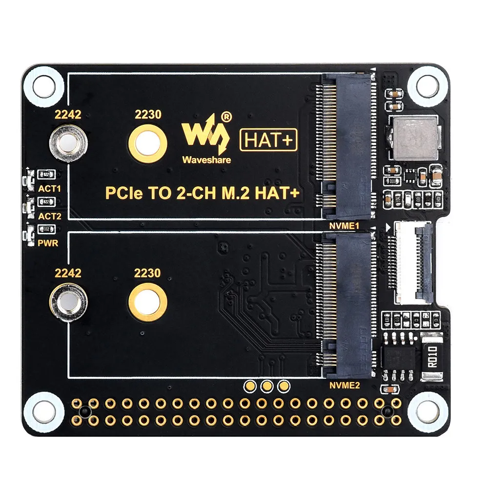 Raspberry Pi 5 PCIe to M.2 NVME Dual SSD 2CH-M.2-HAT Expansion Board for Pi5
