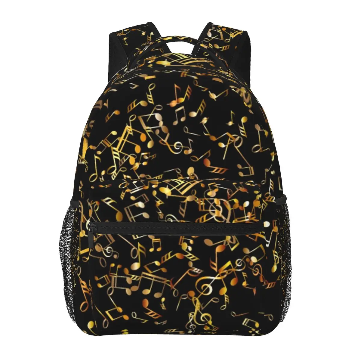 

Gold Music Notes Backpacks Boys Girls Bookbag Students School Bags Cartoon Laptop Rucksack Shoulder Bag Large Capacity