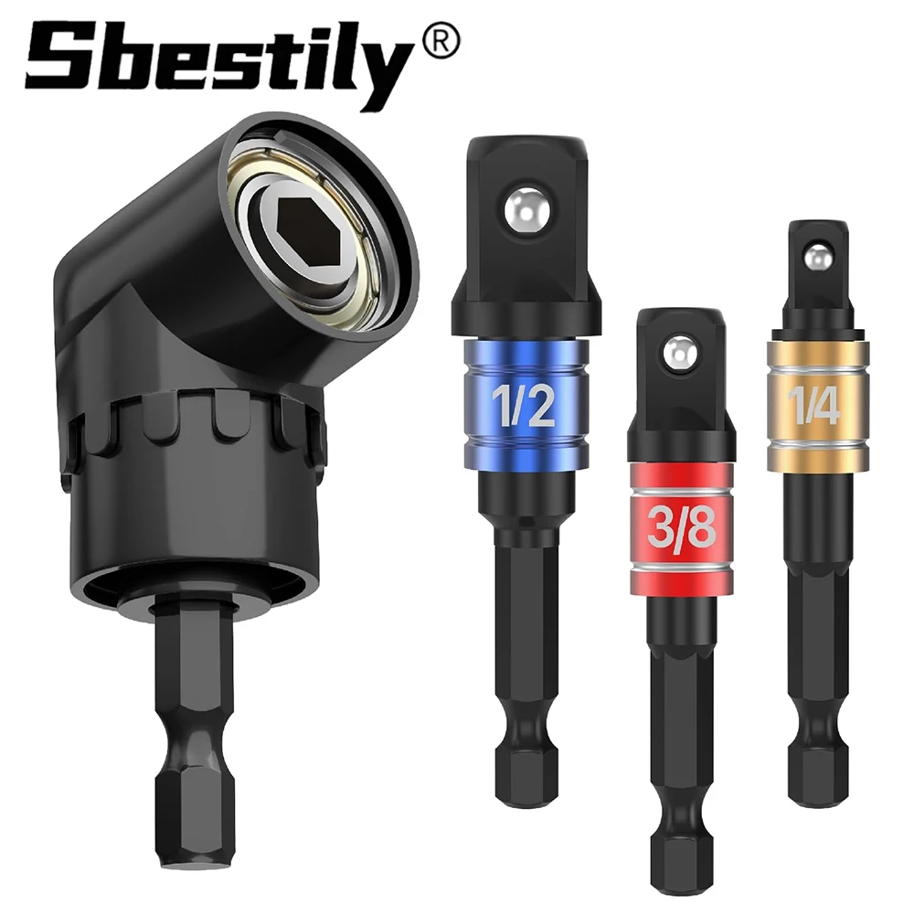 105° Right Angle Drill Attachment Hex Handle Conversion Connect Rod 1/2 Square Head 3/8 Sleeve 1/4 Electric Tool Accessories