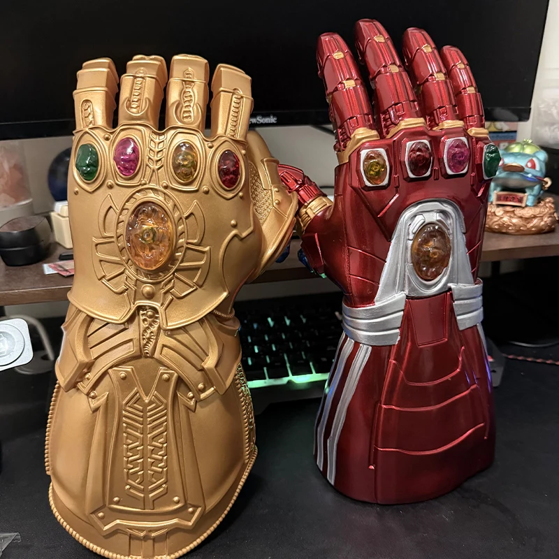 

In Stock Thanos Unlimited Long Gloves, Gemstone Led Light, Wearable Metal Avengers Cosplay Prop, Gift For Anime Fans