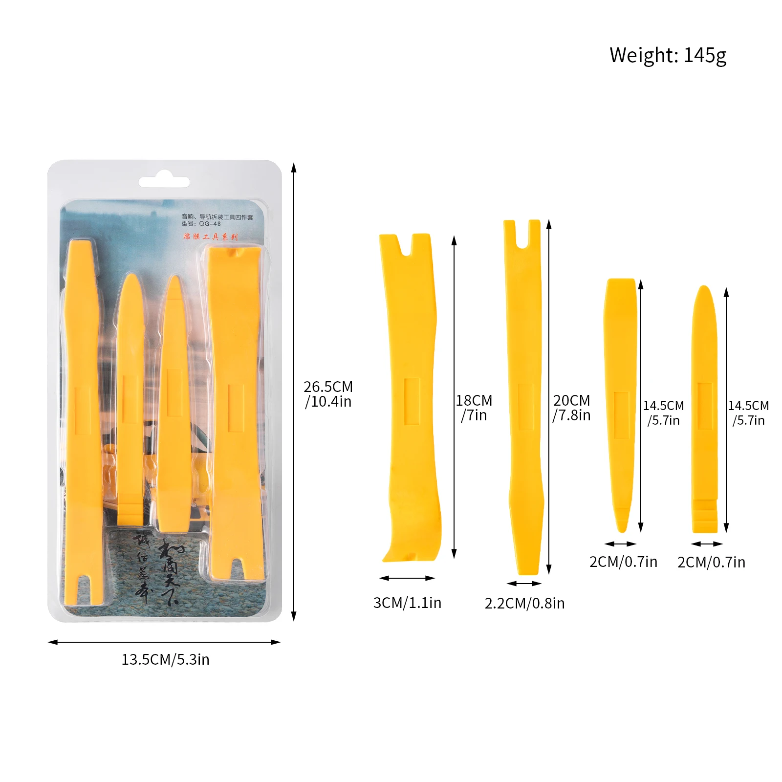 4Pcs Car Door Clip Panel Trim Removal Tool Set Plastic Pry Bar Kit for Auto Dashboard Audio Stereo Interior Disassembly Repair