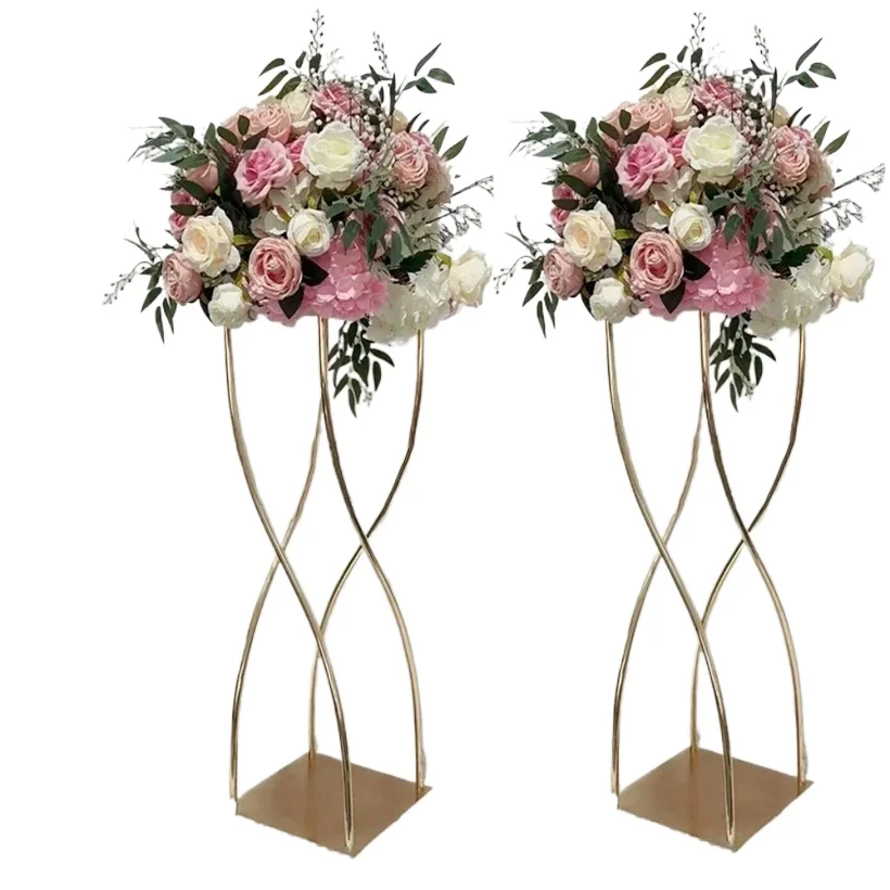 

5/10 PC Vases Gold Flower Stand Metal Road Lead 35 Inches Wedding Table Centerpiece Flowers Rack For Event Party Home Decoration