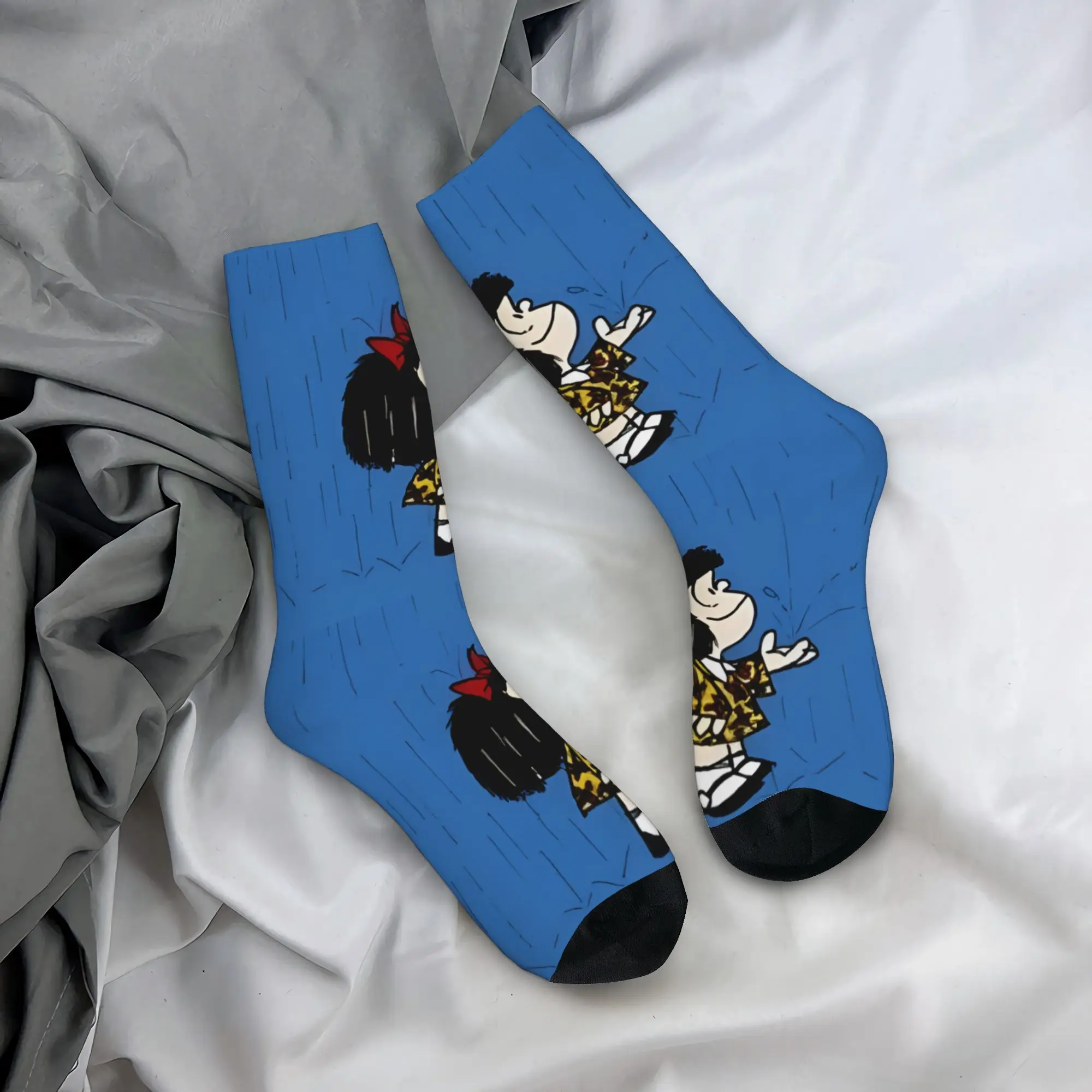 Custom Humor M-Mafalda Dress Socks Men's Women's Warm Funny Novelty  Crew Socks