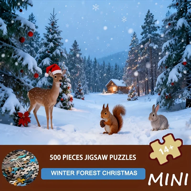 

Пазл «Зимний лес» на 500 элементов для взрослых, 38x26 см, с премиальным футляром для хранения и арт-принтом формата А4