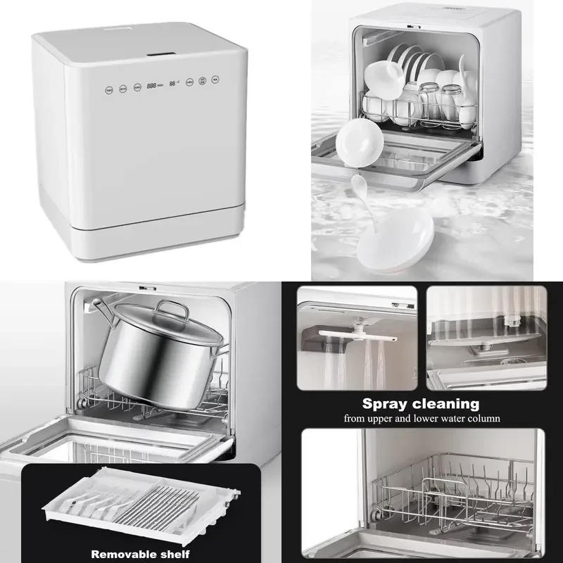 Portable Countertop Dishwasher Smart Compact Mini Dish Washer for Home Kitchen Apartment Dorm Auto Cleaning Energy Saving