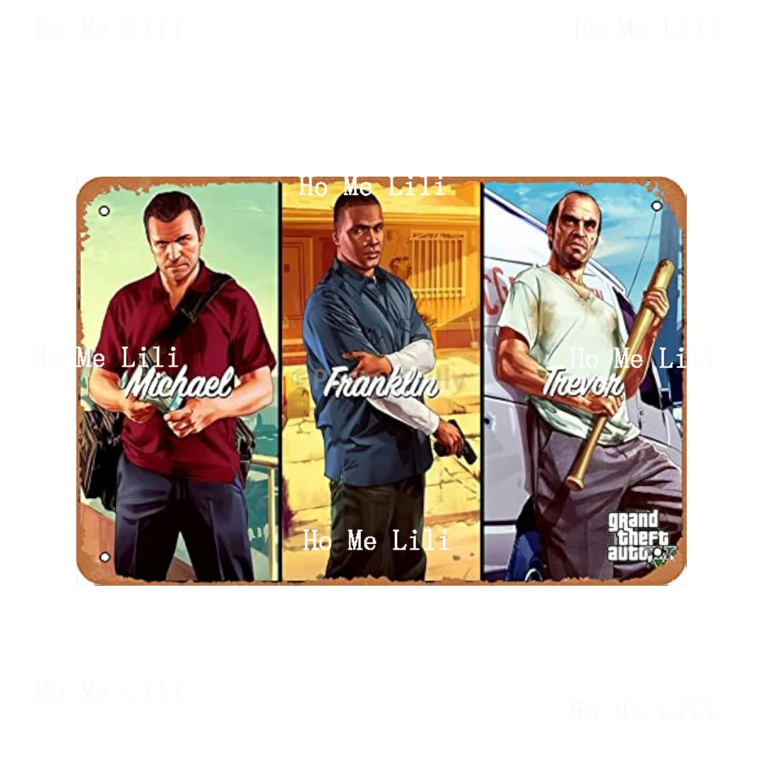 Michael Franklin Gta 5 Gaming Tin Poster Wall Decor For Bars Restaurants Cafes Pubs