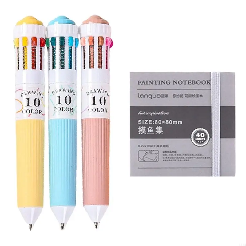  Multicolor Pen 10 Colors Retractable Ballpoint Pen Smooth Writing Pen