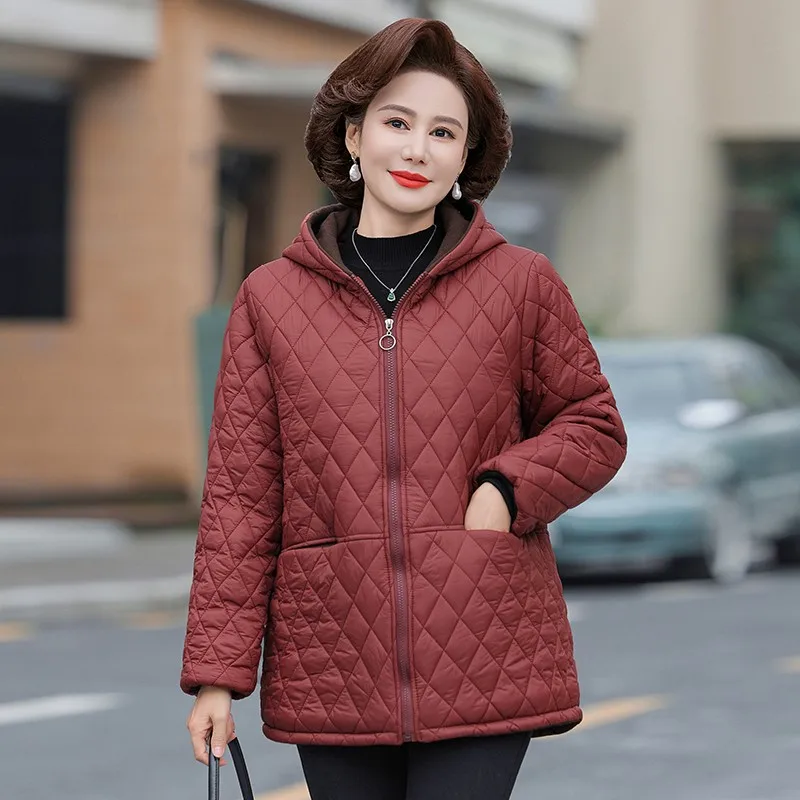 ผู้หญิงกลางอายุฤดูหนาวแฟชั่นผ้าฝ้ายขนาดเล็กเสื้อผ้าฝ้ายหนา Casual Cotton Coat Mom's Cotton Coat