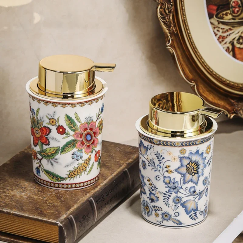 

250ML Color Pattern Ceramic Lotion Bottle Facial Cleanser Foamer Home Makeup Remover Shampoo Storage Bottle Bathroom Accessories