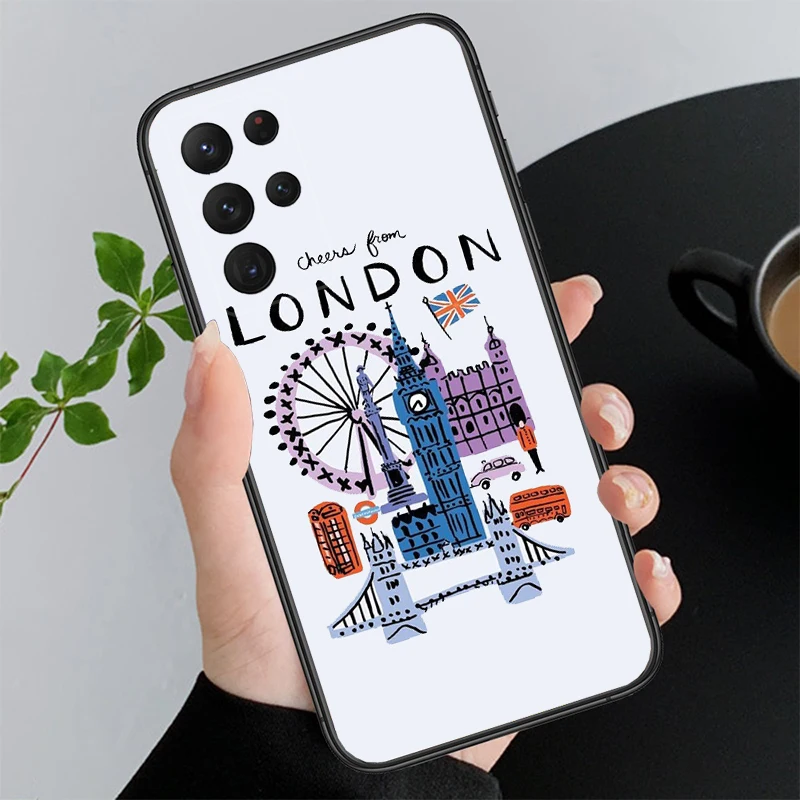 Travel New York London Phone Case For S24 S23 S22 S21 S20 Ultra S20 S22 S21 S23 S20 FE S24 Plus