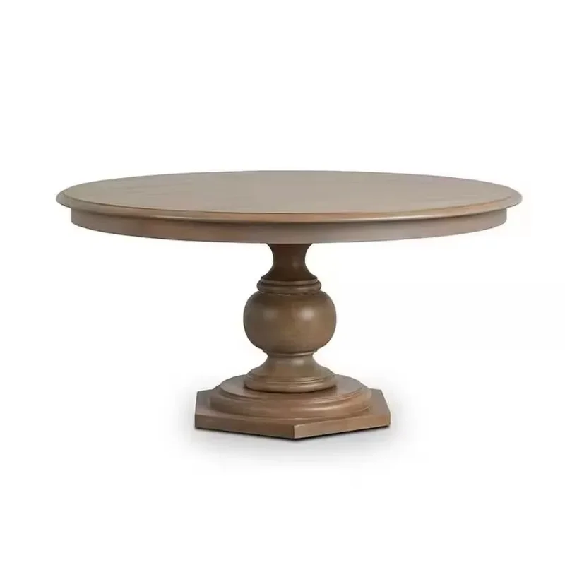 American Modern Simple Light Small Family Dining Room Solid Wood Round Table Coffee