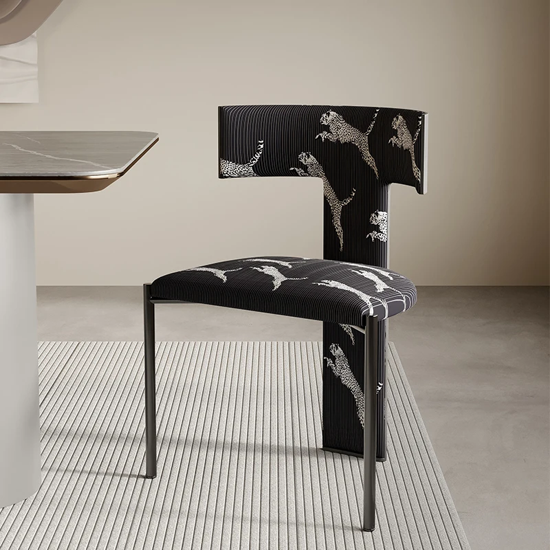 Modern Mid-century Dining Chair Home Kitchen Chair for Small Spaces Vanity Stool with Backrest Living Room Bedroom Accent Seat