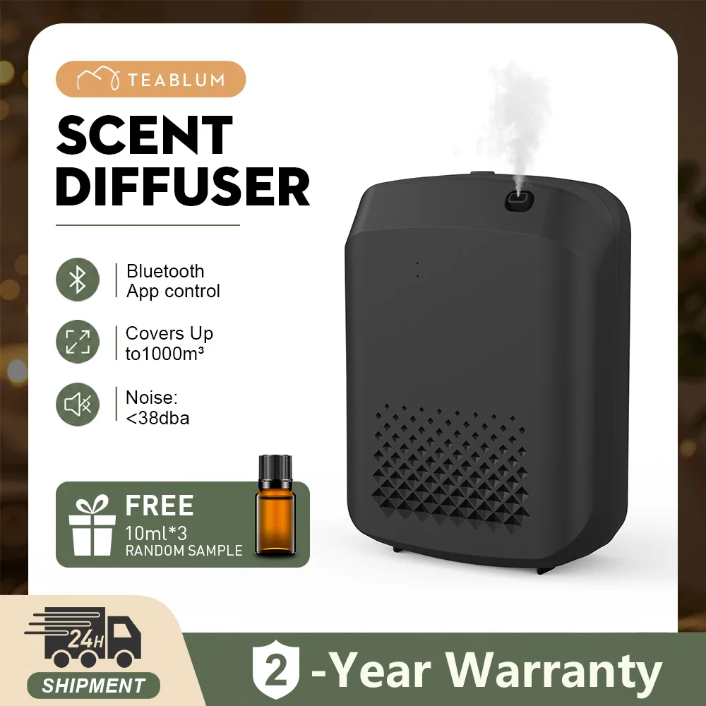 TEABLUM 1000m³ Fragrance Diffuser Aromatic Diffuser Electric Home Wall Hanging Scent Diffuser with 3 Bottles of 10 Ml Samples