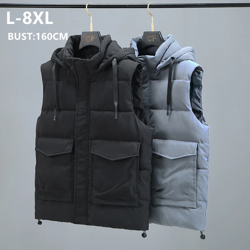 Men Vests Winter Sleeveless Jacket Cargo Boys Hoodies Thick Men\'s Clothing Plus Size 6XL 7XL 8XL Warm Male Waistcoat