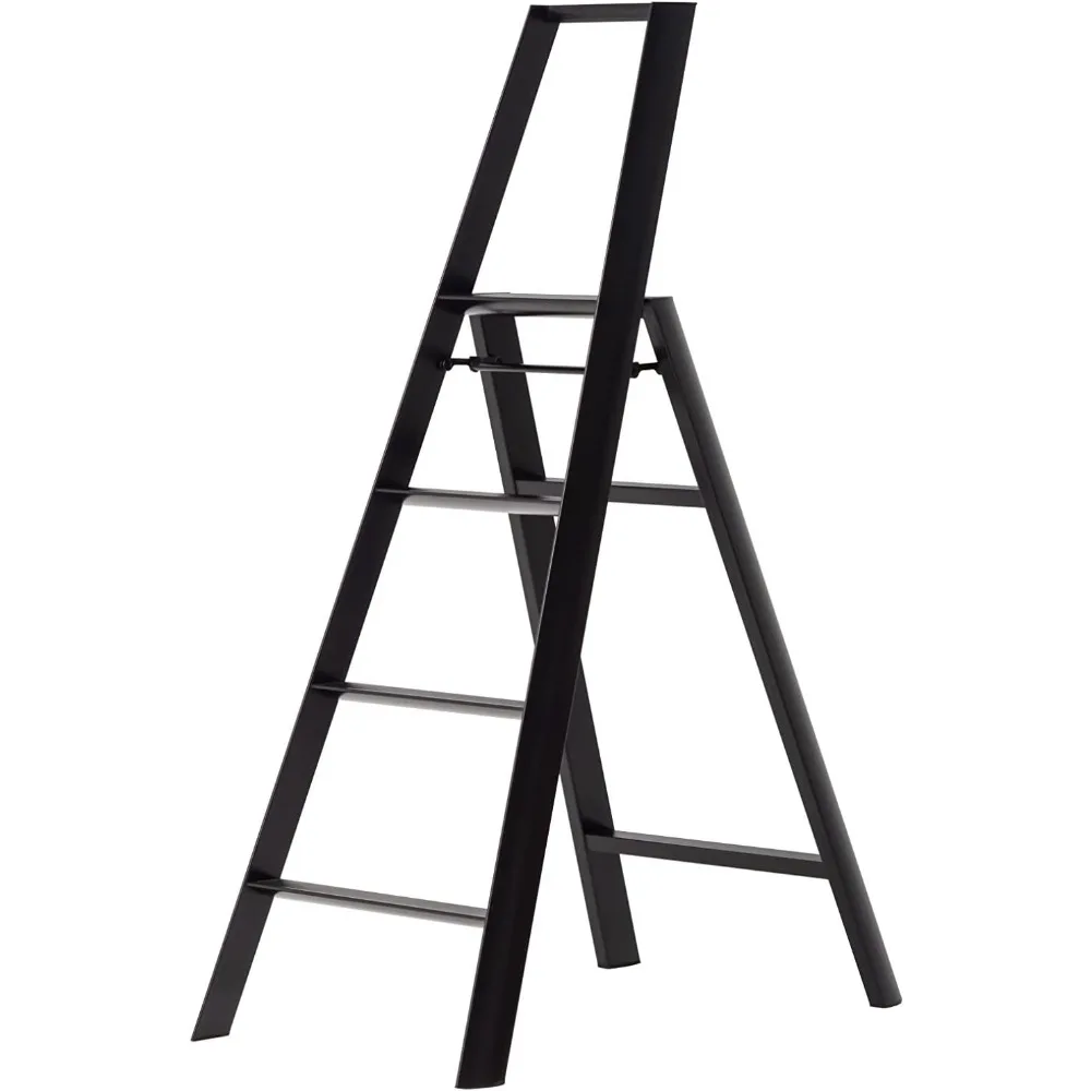 Safety Indoor Mini Ladder for Home Step Ladders Cheap Stairs Free Shipping Portable Folding Ladder Chair Furniture, 4-Step Black