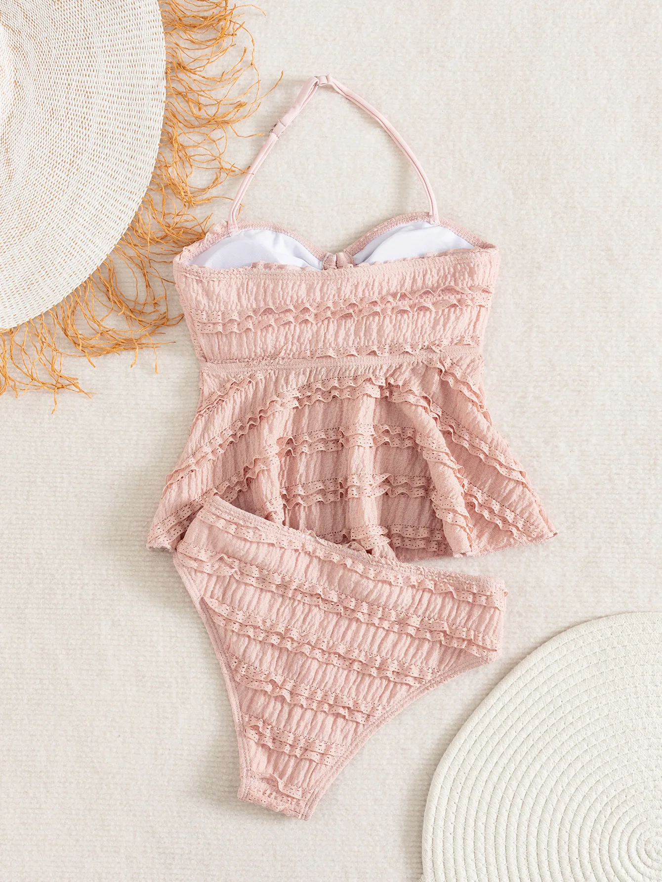 Single-Color Tankini Swimwear for Girls Cute Bikini Bathing Suit Tween And Teen Girl Swimsuit 2 Pcs Set Summer Outfits 8-16Y