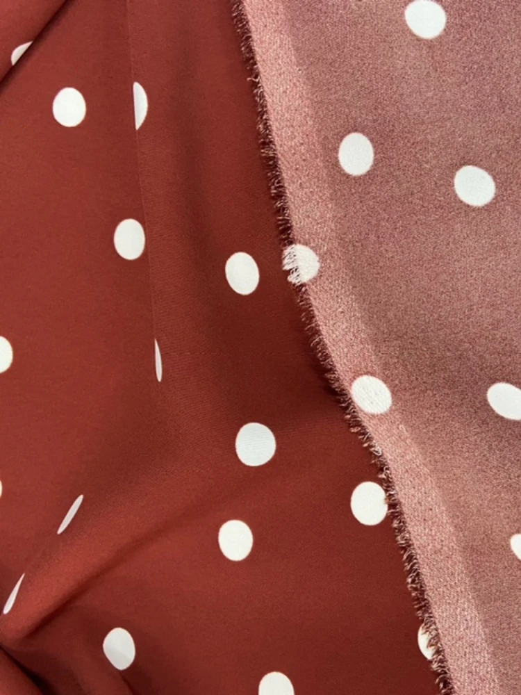 Brick Red Thick Chiffon round Cloth Summer New Polka Dot Shirt Women's Dress Drape