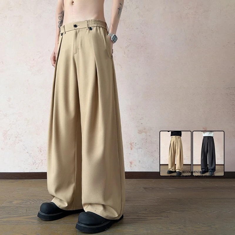 

Men's Wide Leg Trousers Spring Summer Business Casual Pants Classic Solid Color Elastic Loose Straight Brand Men Workwear Pants