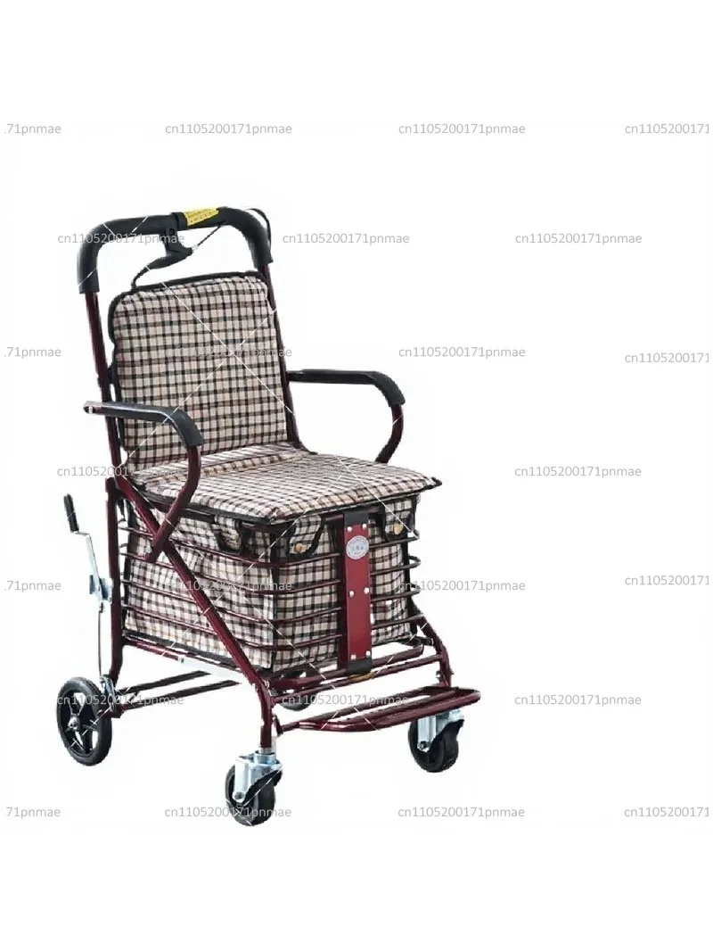 Foldable Mobility Scooter for Seniors, Portable Electric Shopping Cart with Seat, 4 Wheel Travel Trolley