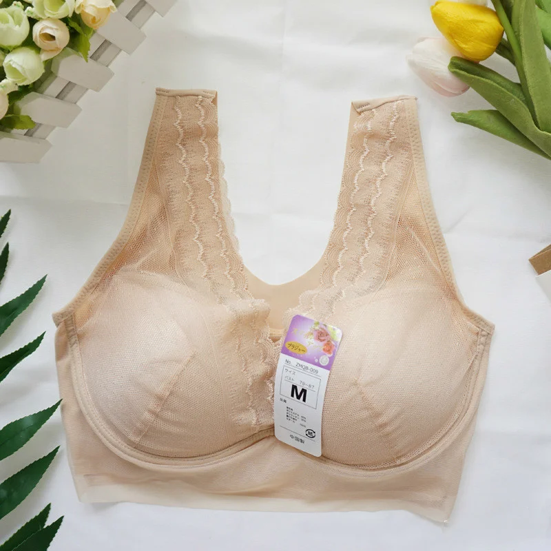 

Plus Size Lingerie For Women Seamless Underwear Women's Stick On Bra Lace Thin Cup Vest Bra Brasier Mujer L LL 3L 4L 5L