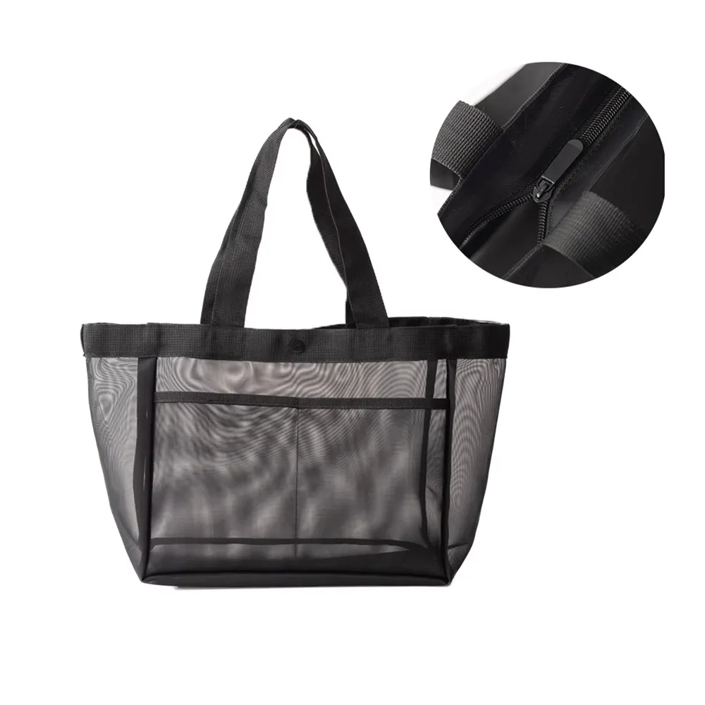 

Large Capacity Mesh Beach Bag Transparent Nylon Folding Travel Net Handbag Portable Multifunctional Bathing Wash Pouch Makeup