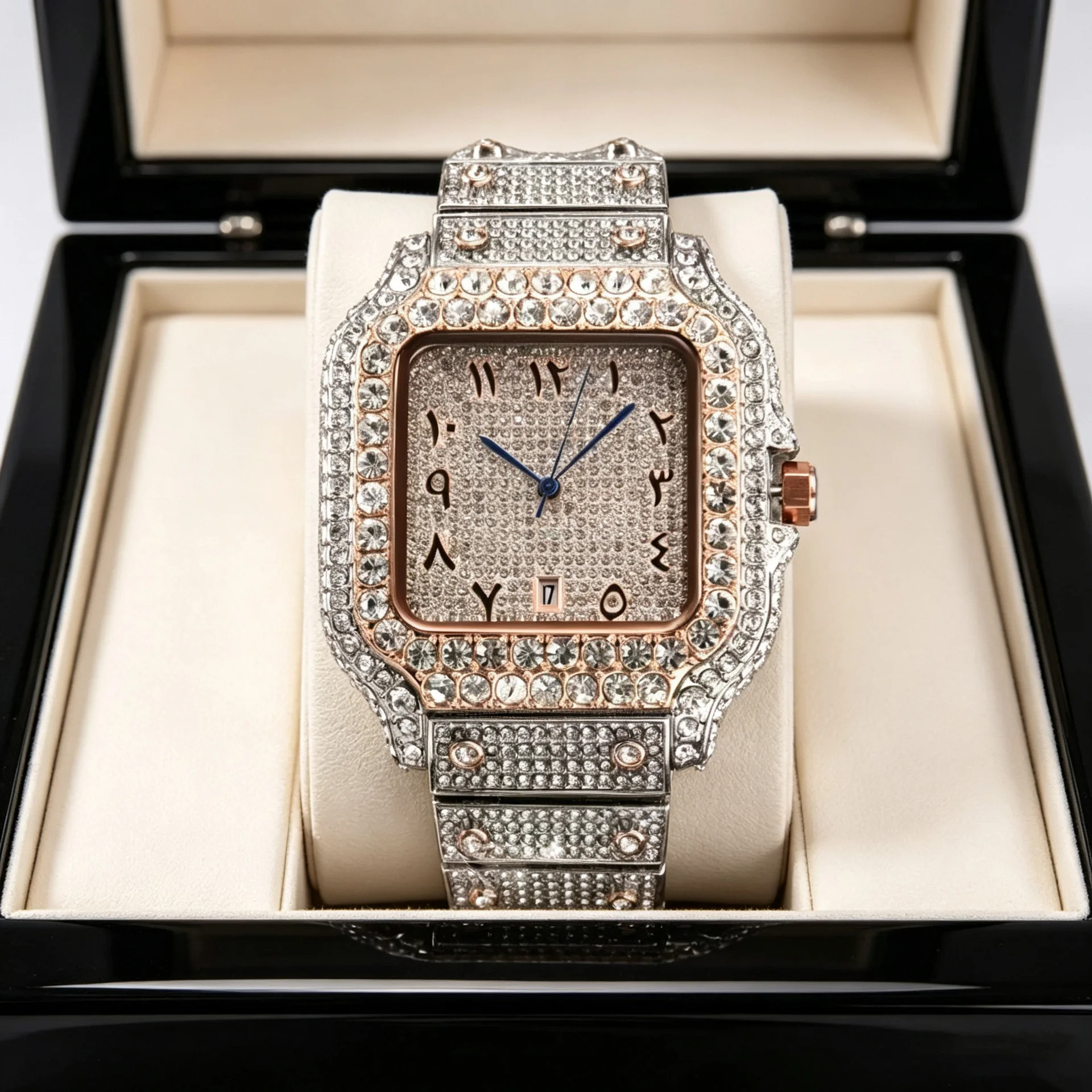 New Full Diamond Square Quartz Watch for Women's Diamond Set Watch, Light Luxury Fashion Roman Scale Women's Watch