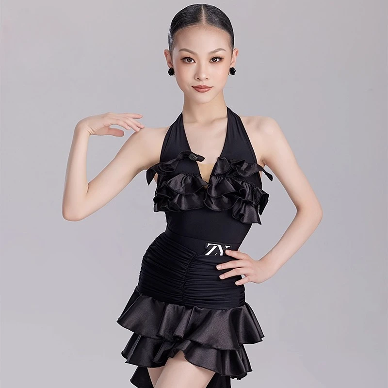 

Latin Skirt Ball Dance Competition Dress Stage Costume Dancewear Outfits Evening Girls Line Party Prom Sports Clothes Customized