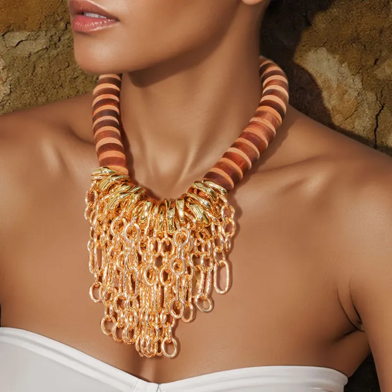 

Fashion Boho Metal Handmade Tassel Necklace,Exaggerated European And American Style Pendant,Christmas Decor Keychain Props Gift