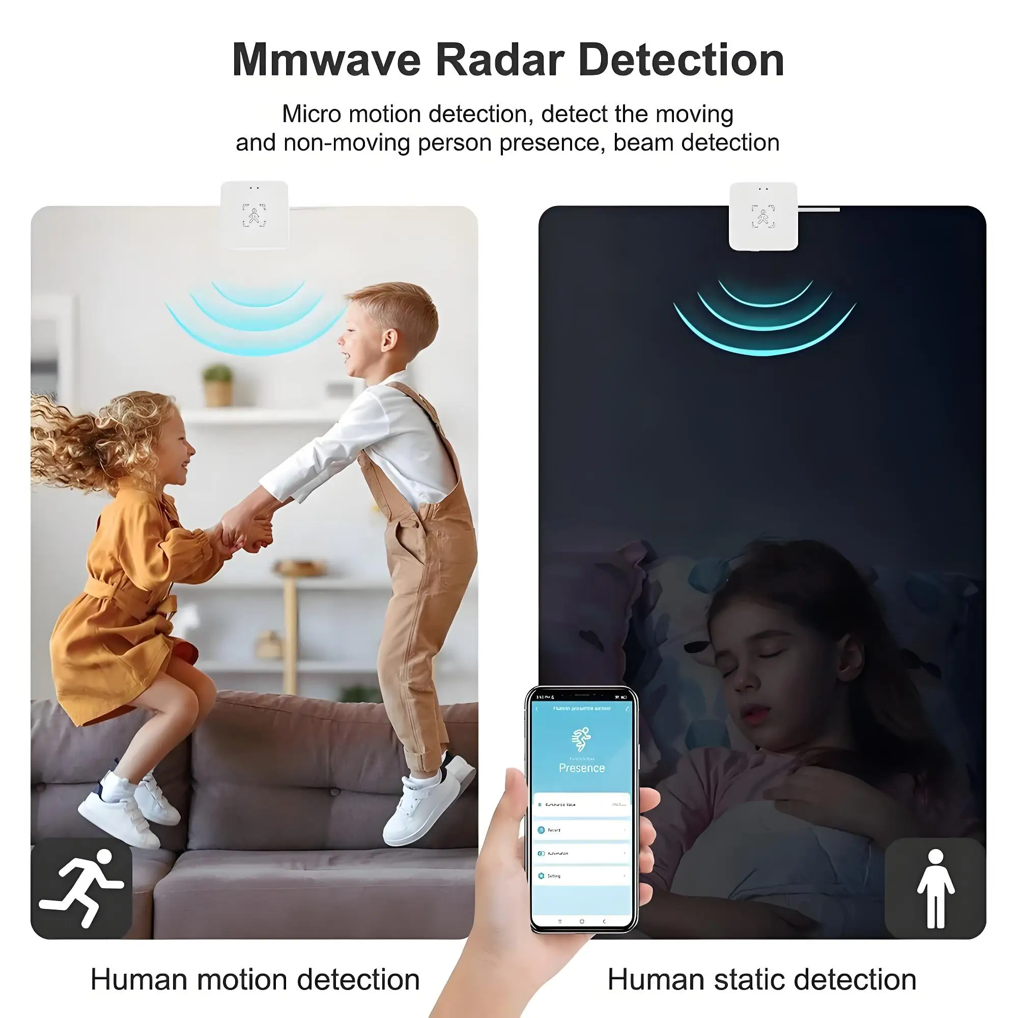 2-IN-1 Tuya WiFi/Zigbee Human Presence Sensor 24G/5.8G MmWave Radar Detector Luminance/Distance Detection Sensor For Smart Home